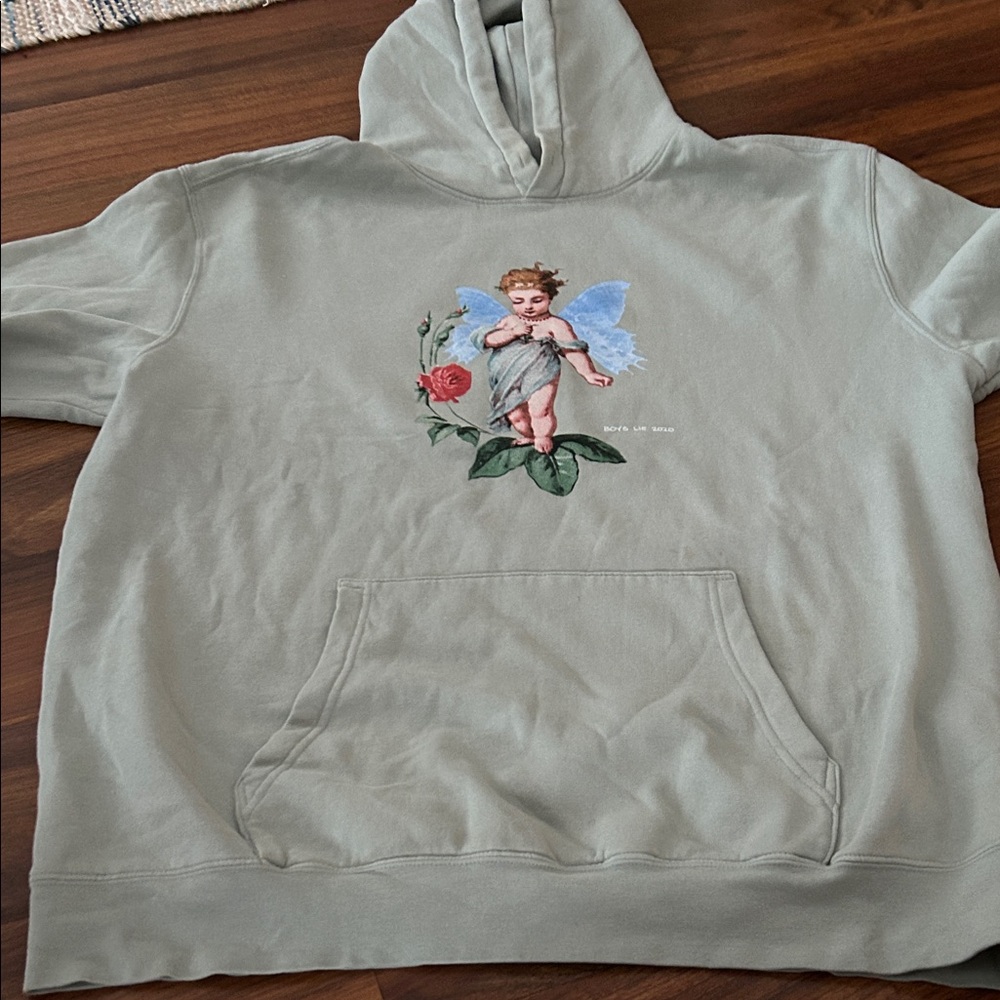 Boys Lie Angel Graphic Hoodie in Olive